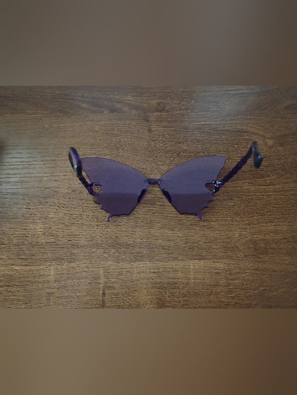 Purple Butterfly Rimless Sunglasses - Women Accessories Y2K Shades Sunnies Cute - Picture 3 of 5